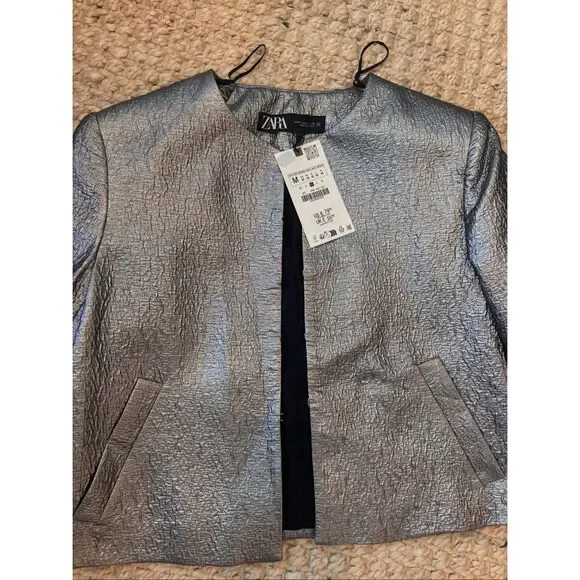 NWT Zara silver coated jacket, Med $80 A40 - Picture 3 of 8